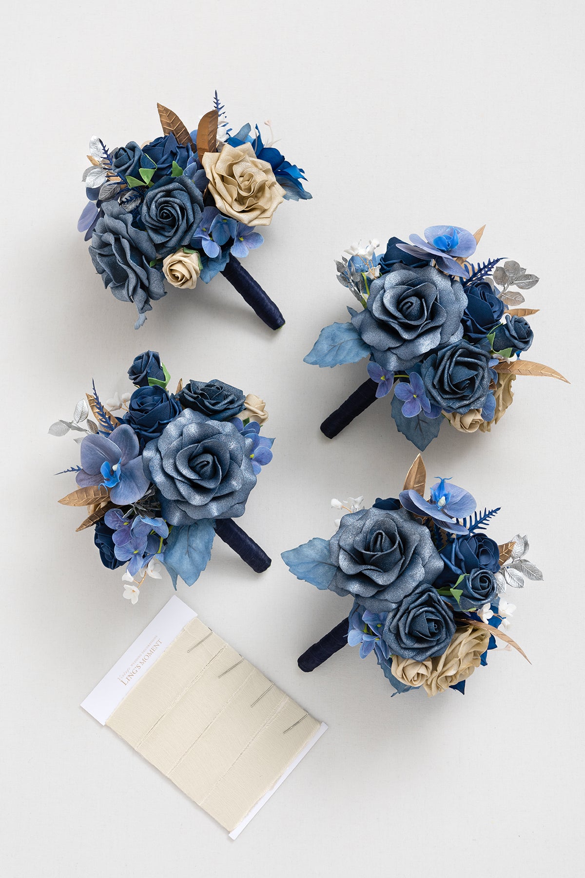 Bridesmaid Bouquet in Stately Navy & Gold | Clearance