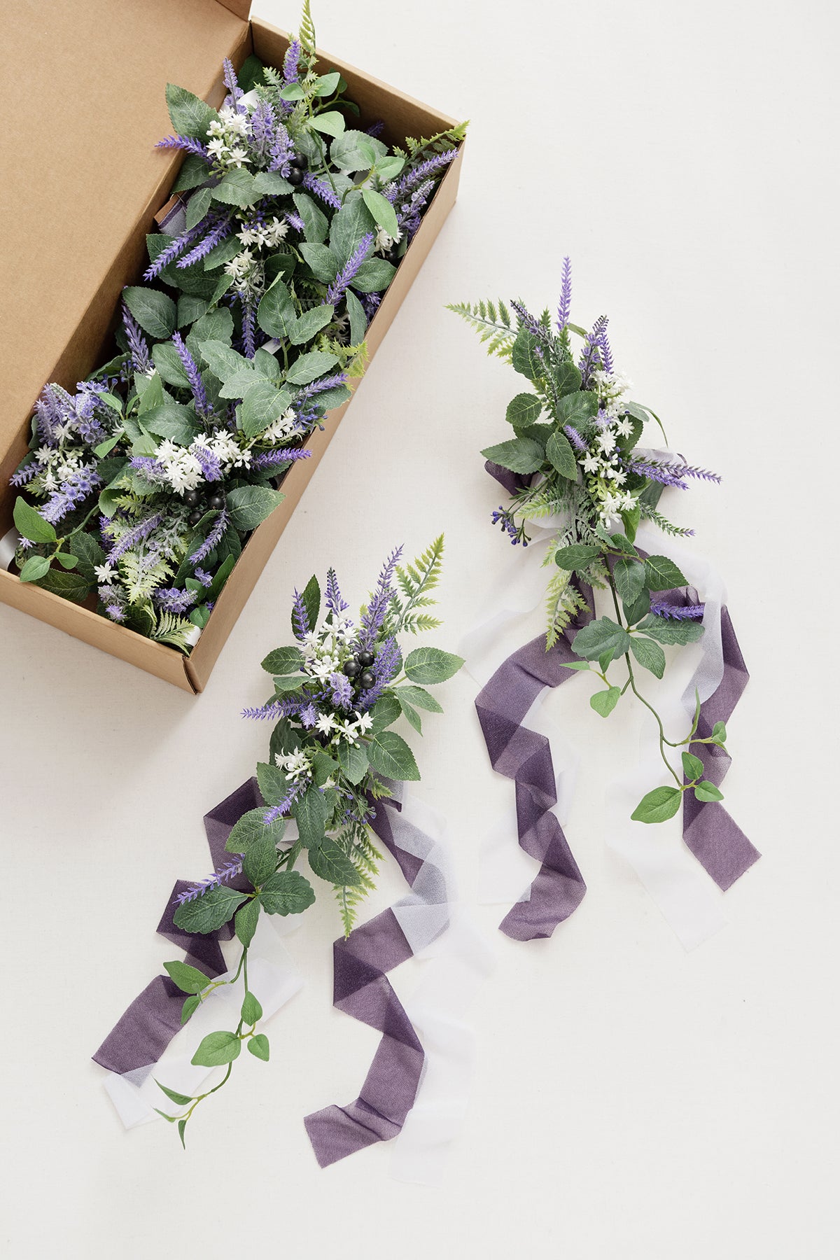 Wedding Aisle Decoration Pew Flowers in French Lavender & Plum