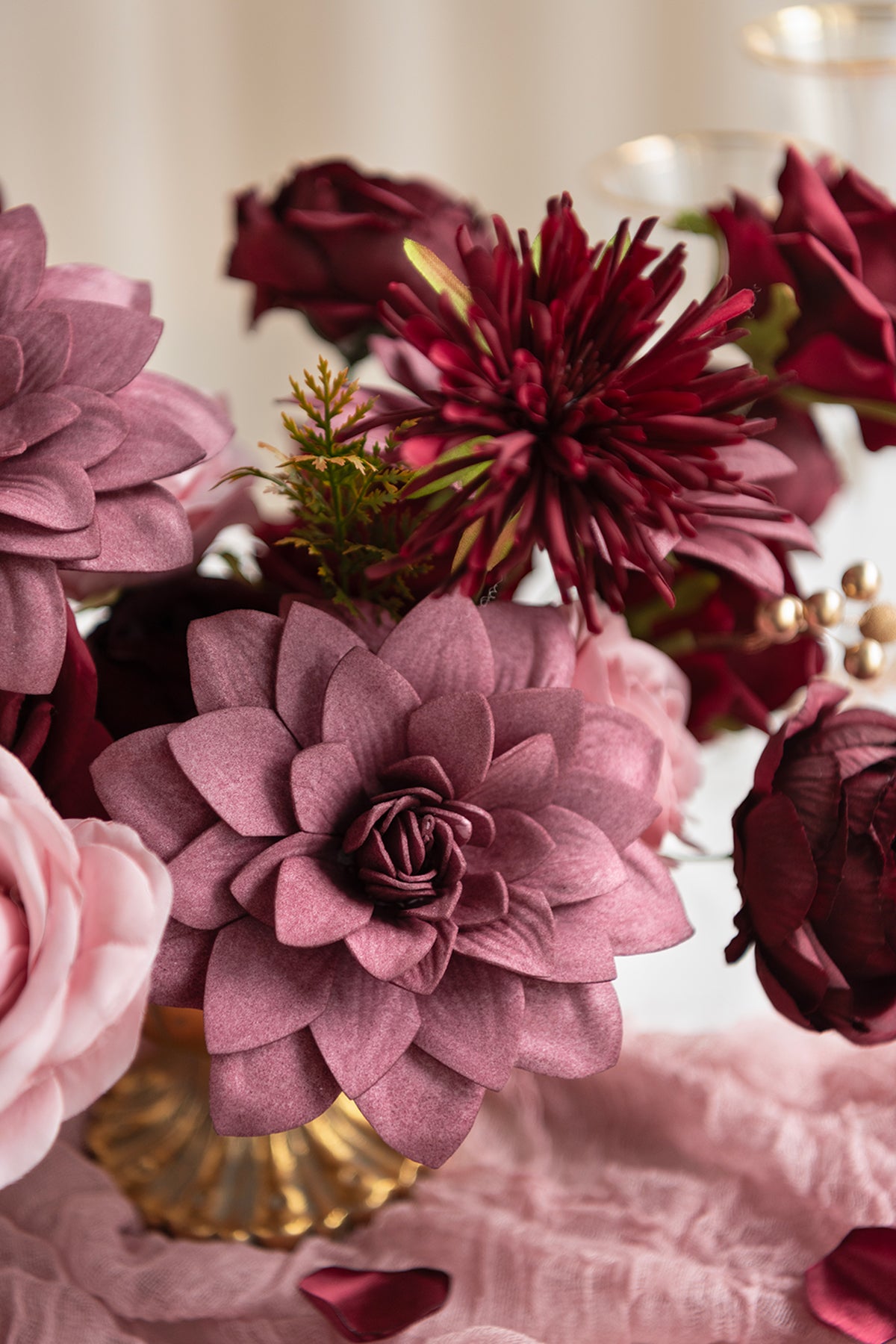 DIY Designer Flower Boxes in Burgundy & Dusty Rose