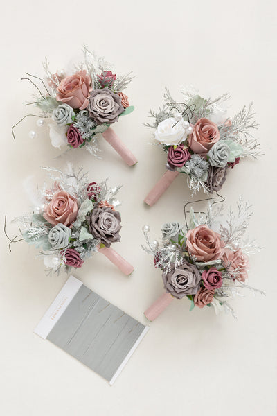 Bridesmaid Bouquet in Dusky Rose & Silver | Clearance