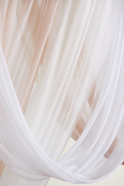 Flower Arch Decor with Drapes in White & Sage