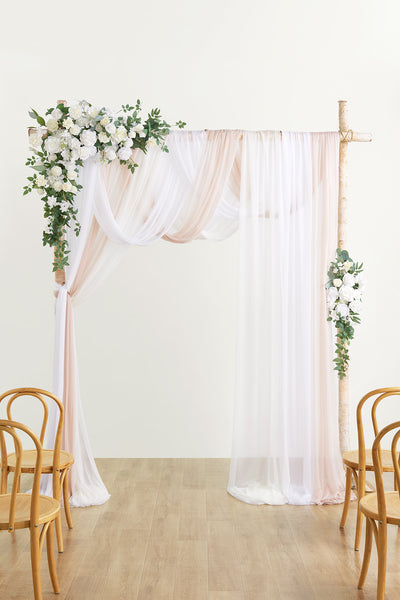 Flower Arch Decor with Drapes in White & Sage