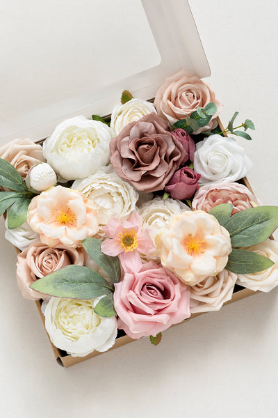 DIY Designer Flower Boxes in Dusty Rose & Cream
