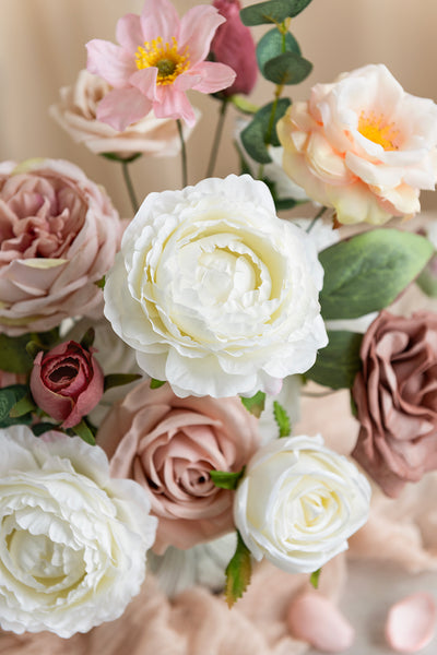 DIY Designer Flower Boxes in Dusty Rose & Cream