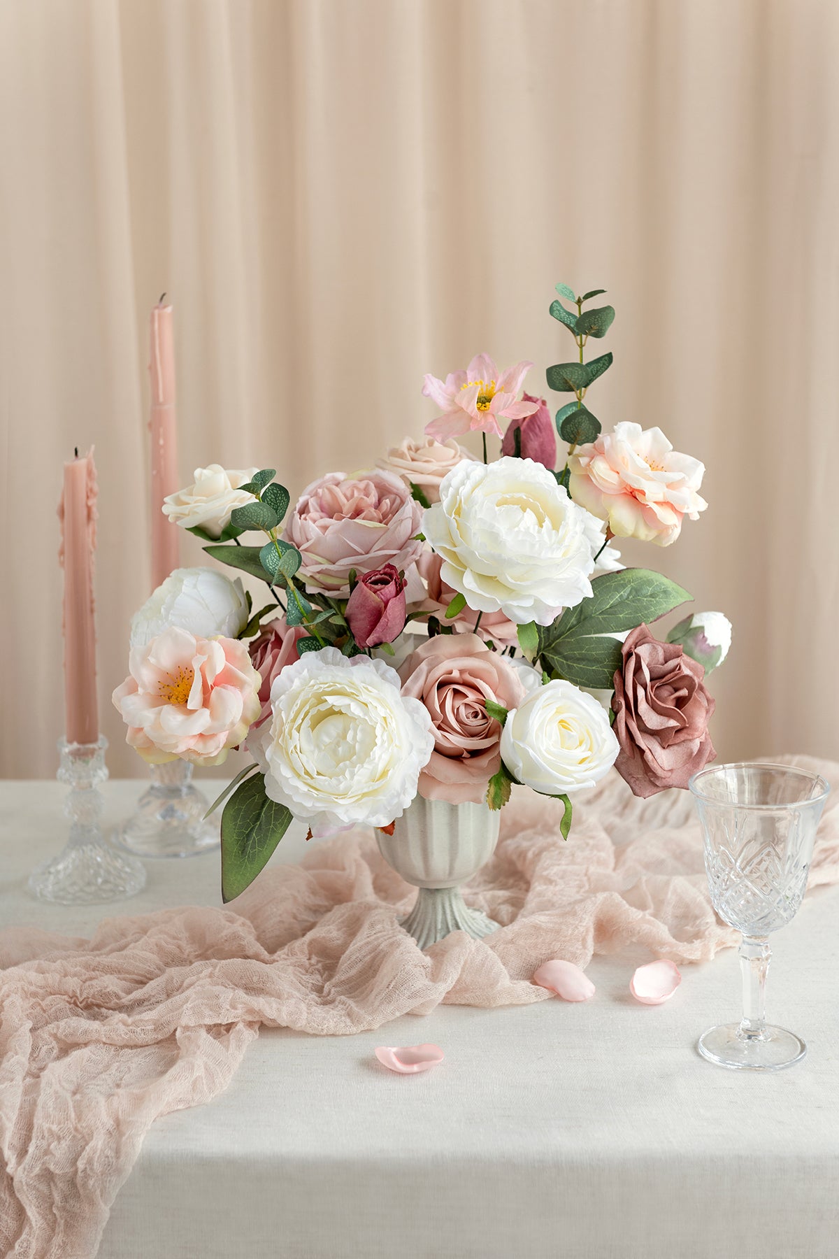 DIY Designer Flower Boxes in Dusty Rose & Cream
