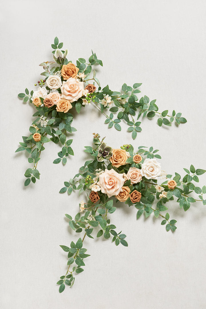 Sweetheart Table Floral Swags in Sunny Peach & Apricot