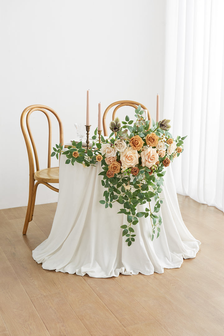 Sweetheart Table Floral Swags in Sunny Peach & Apricot