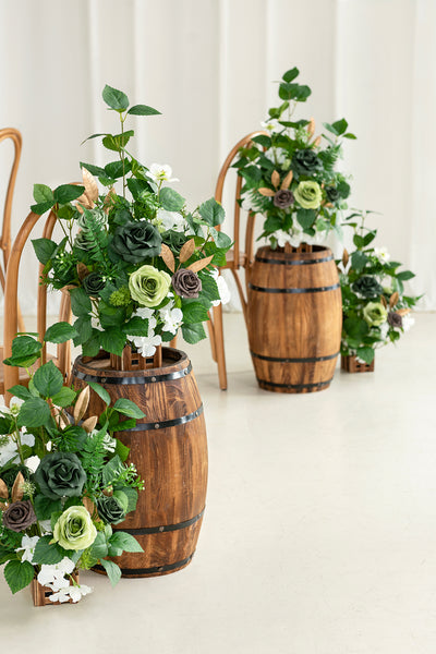Wedding Aisle Runner Flower Arrangements in Forest Green & Gold | Clearance