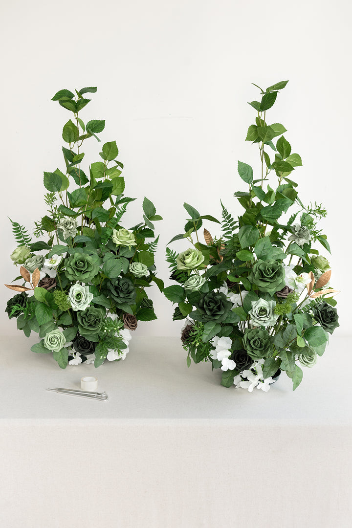 Altar Decor Free-Standing Flowers in Forest Green & Gold