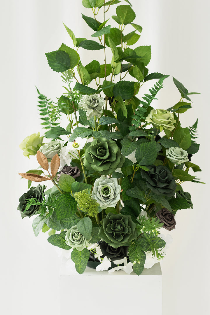 Altar Decor Free-Standing Flowers in Forest Green & Gold