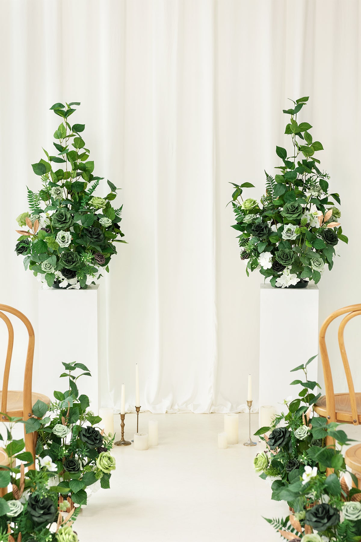 Altar Decor Free-Standing Flowers in Forest Green & Gold