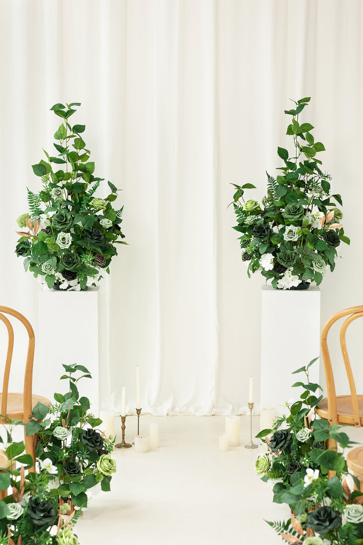 Altar Decor Free-Standing Flowers in Forest Green & Gold