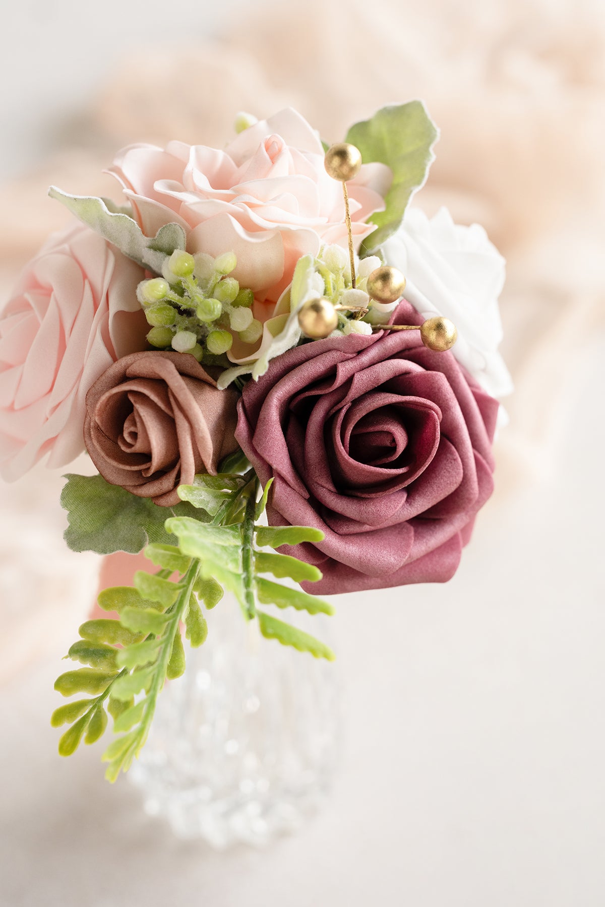 Mini Ready-to-Use Flower Centerpiece Set in Dusty Rose & Cream