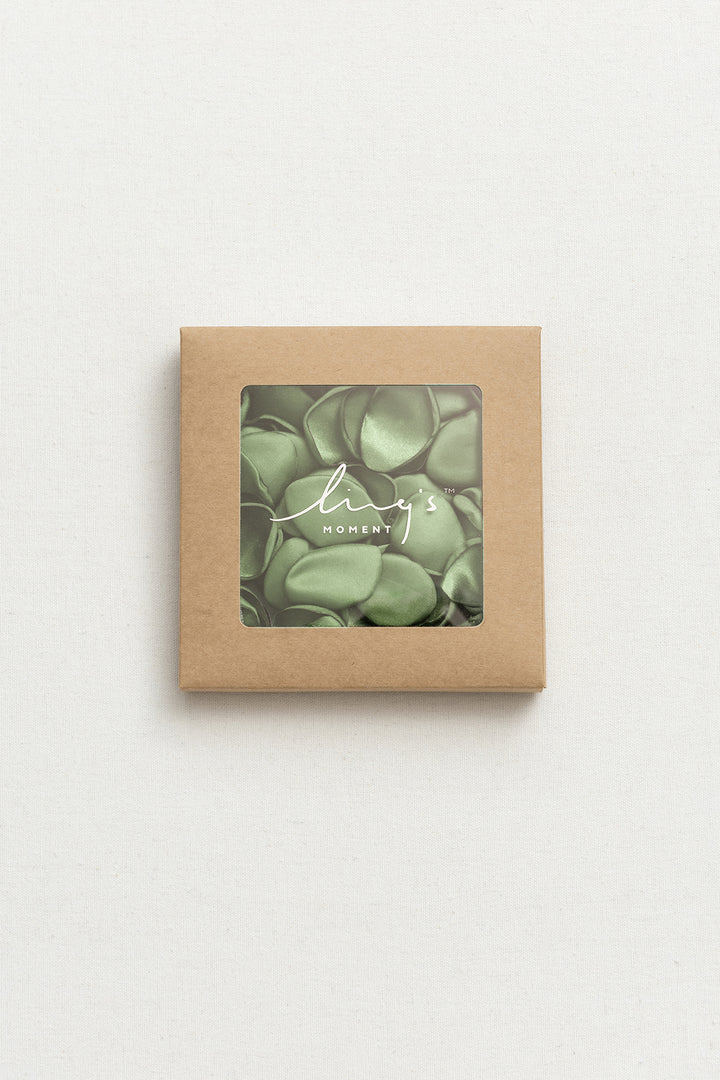 Silk Rose Petals in White & Sage