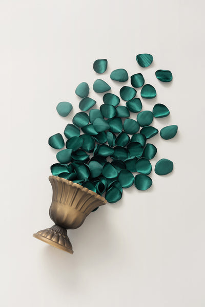 Silk Rose Petals in Dark Teal & Burnt Orange