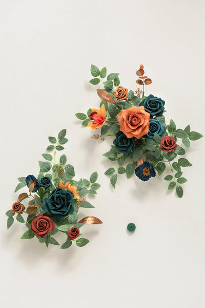 Flexible Combo Set Flower Sign Decor in Dark Teal & Burnt Orange
