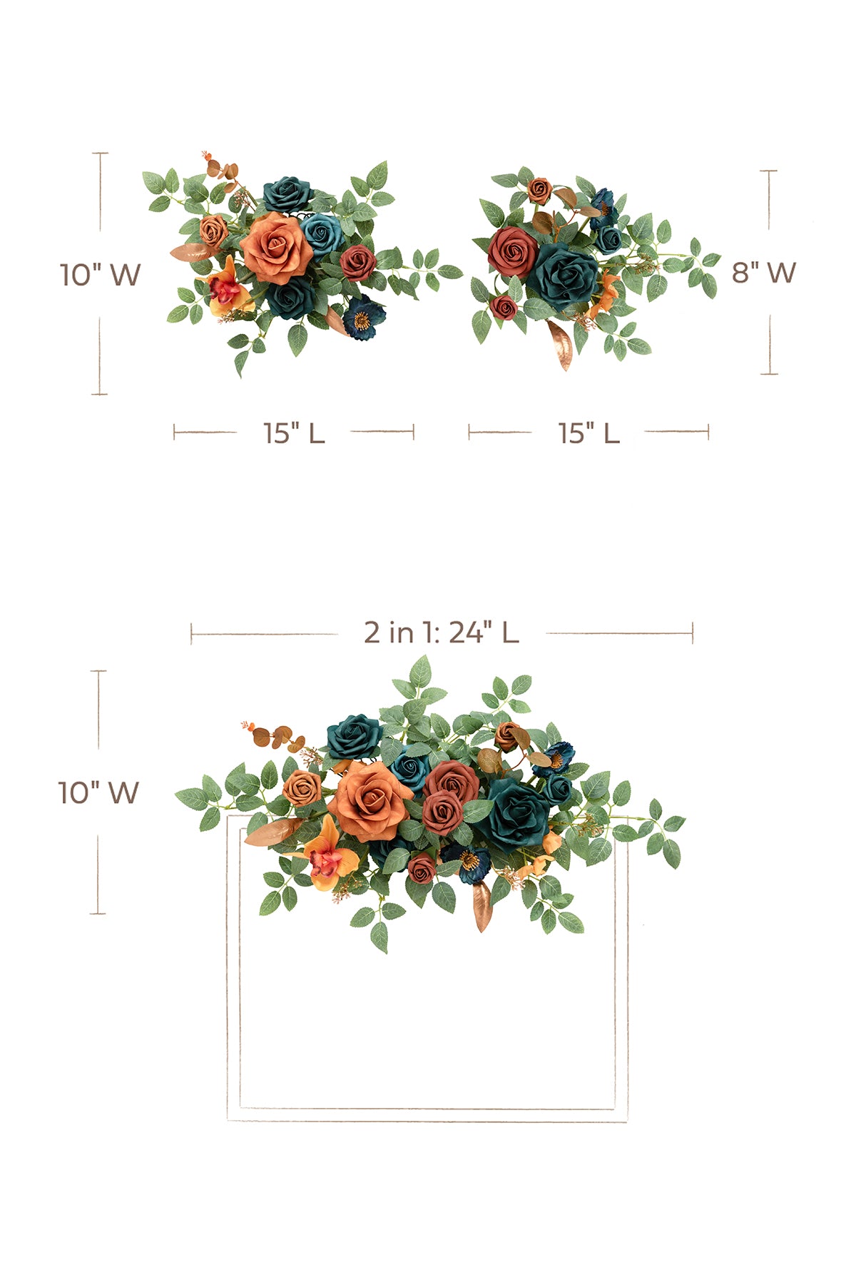 Flexible Combo Set Flower Sign Decor in Dark Teal & Burnt Orange