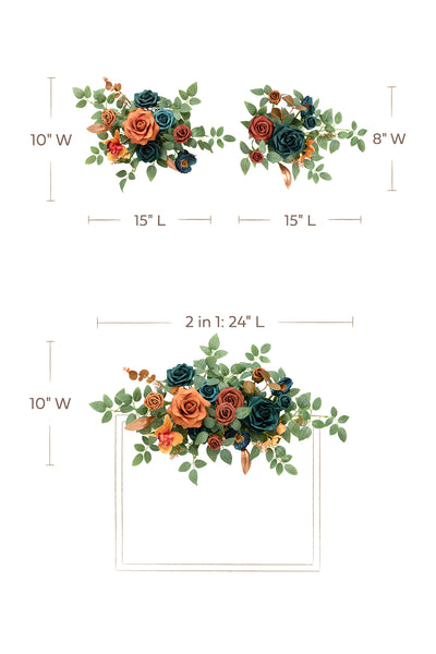 Flexible Combo Set Flower Sign Decor in Dark Teal & Burnt Orange