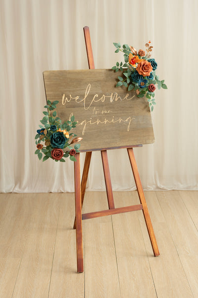 Flexible Combo Set Flower Sign Decor in Dark Teal & Burnt Orange