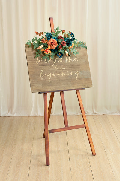 Flexible Combo Set Flower Sign Decor in Dark Teal & Burnt Orange