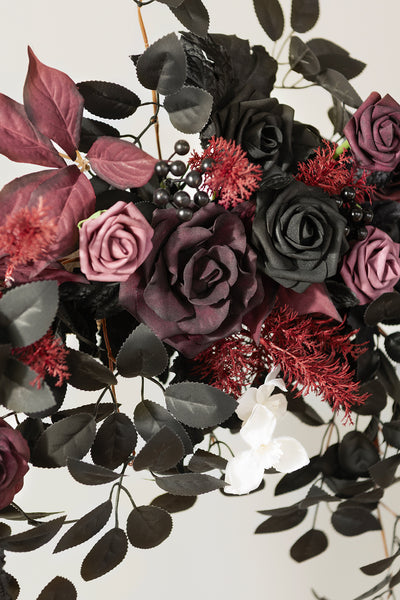 6.5ft Flower Garland in Moody Burgundy & Black