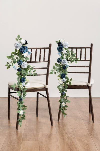 Wedding Hanging Chair Back Decoration in Dusty Blue & Navy