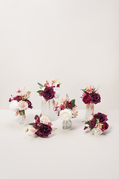 Mini Ready-to-Use Flower Centerpiece Set in Romantic Marsala | Clearance