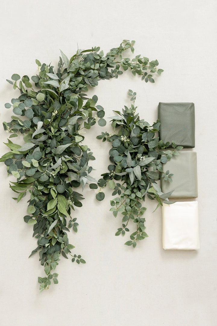 Flower Arch Decor with Drapes in Sage