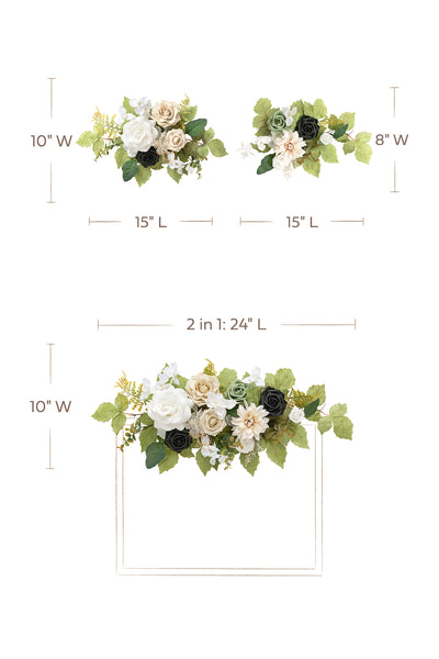 Flexible Combo Set Flower Sign Decor in Emerald & Tawny Beige | Clearance
