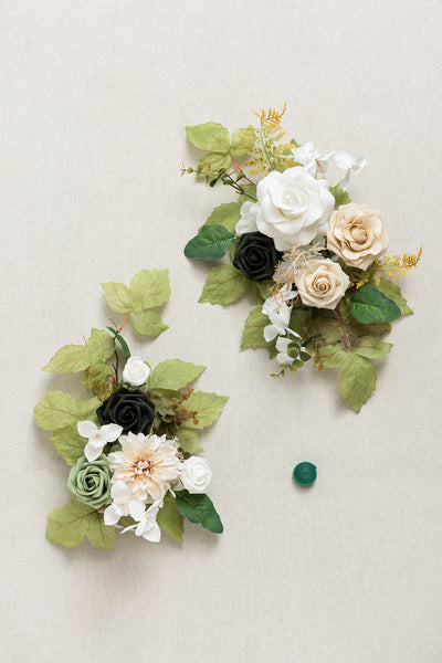 Flexible Combo Set Flower Sign Decor in Emerald & Tawny Beige | Clearance