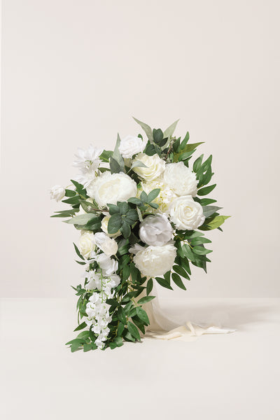 Medium Cascade Bridal Bouquet in Natural White