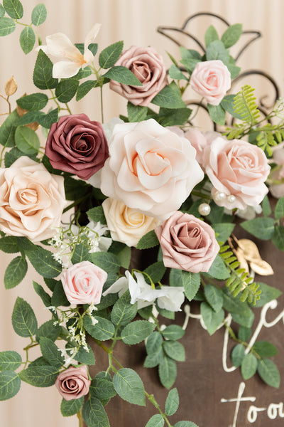 Deluxe Combo Set Flower Sign Decor in Dusty Rose & Cream