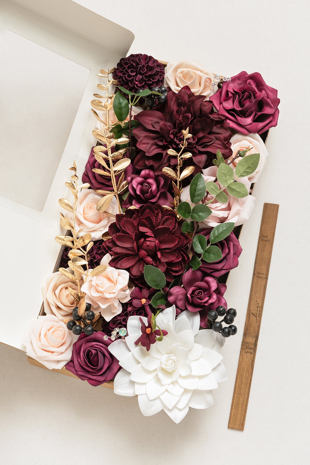 DIY Kits For Centerpieces in Marsala & Soft Peach Deluxe Box