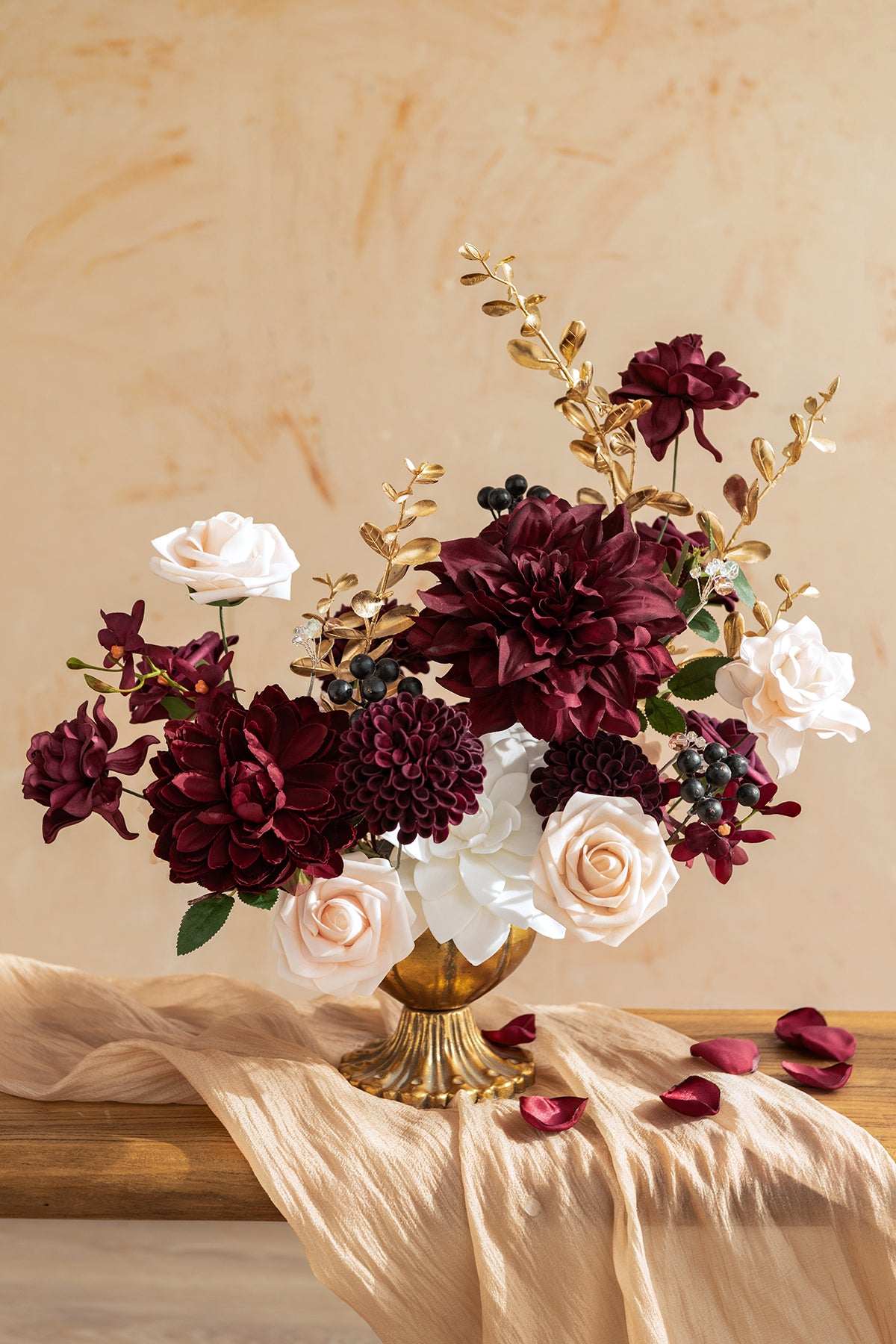 DIY Kits For Centerpieces in Marsala & Soft Peach Deluxe Box