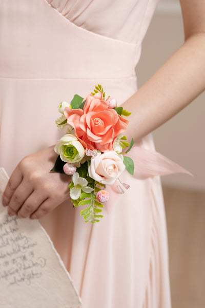 Wrist and Shoulder Corsages in Garden Blush