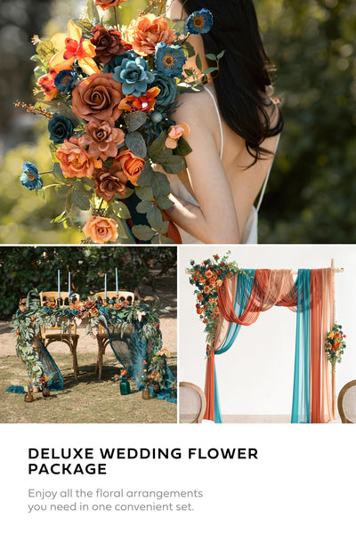 Pre-Arranged Wedding Flower Packages in Dark Teal & Burnt Orange