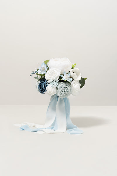 Maid of Honor & Bridesmaid Bouquets in Romantic Dusty Blue