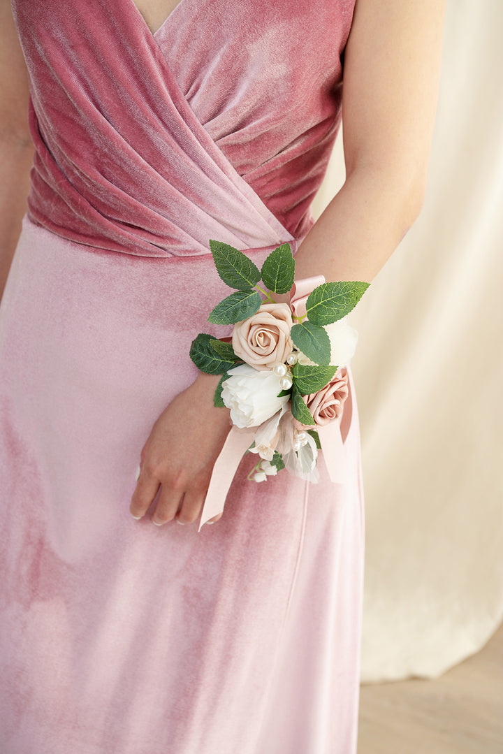 Shoulder Corsages in Dusty Rose & Cream