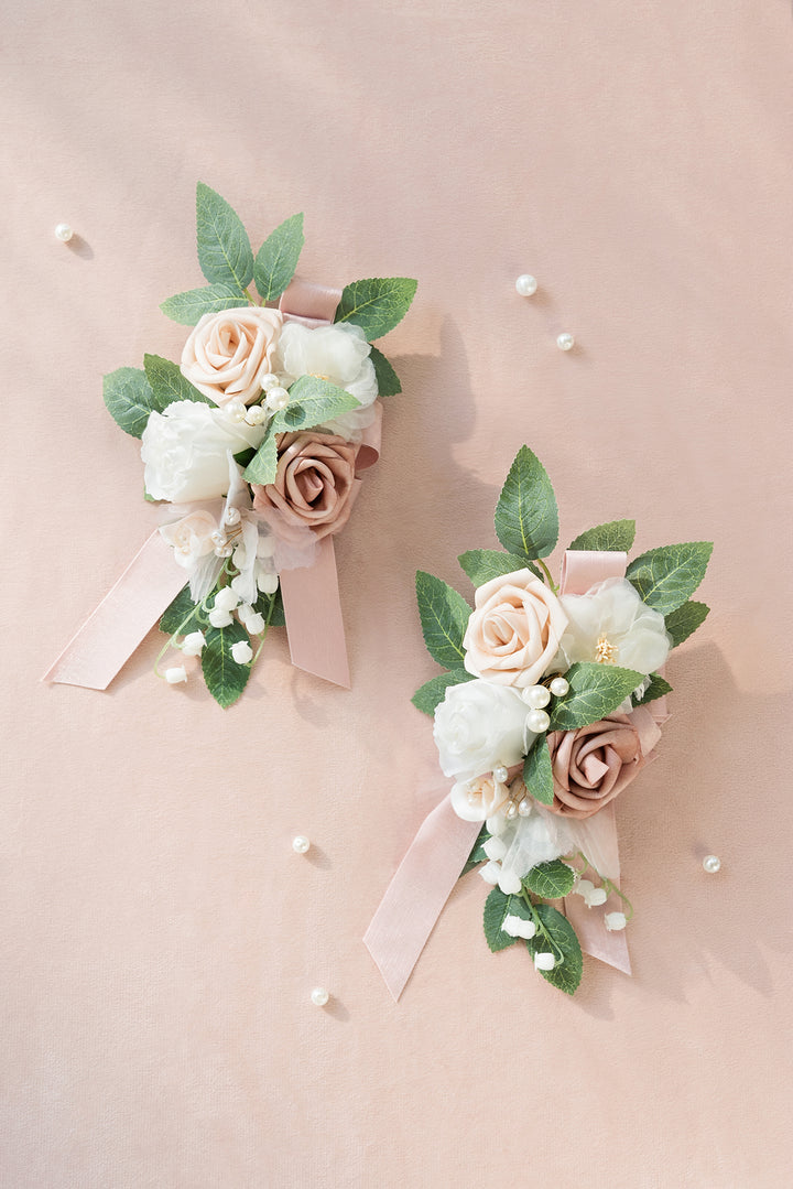 Shoulder Corsages in Dusty Rose & Cream