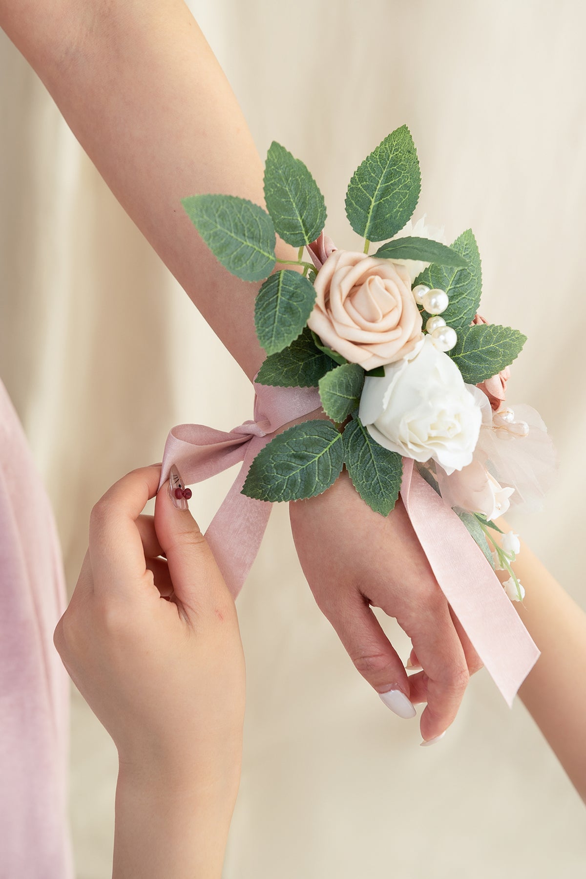 Shoulder Corsages in Dusty Rose & Cream