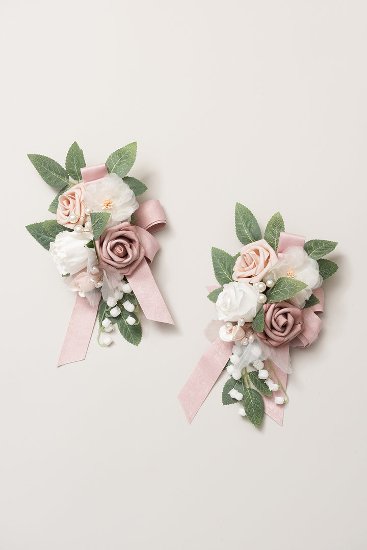Shoulder Corsages in Dusty Rose & Cream