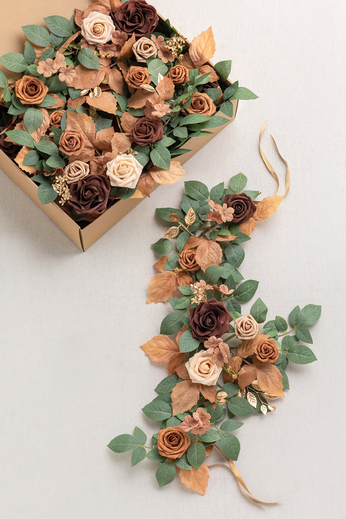 Lantern Flower Garlands in Caramel & Walnut Brown