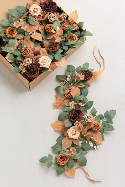 Lantern Flower Garlands in Caramel & Walnut Brown