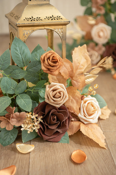Lantern Flower Garlands in Caramel & Walnut Brown