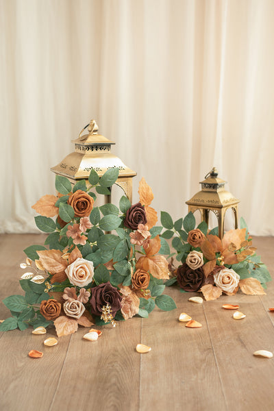 Lantern Flower Garlands in Caramel & Walnut Brown