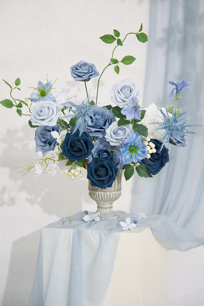 Dusty Blue & Navy Designer Flower Boxes