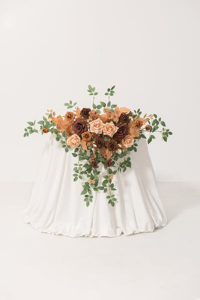 Sweetheart Table Floral Swags in Caramel & Walnut Brown