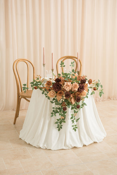 Sweetheart Table Floral Swags in Caramel & Walnut Brown