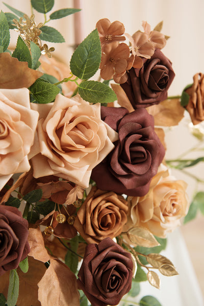 Sweetheart Table Floral Swags in Caramel & Walnut Brown