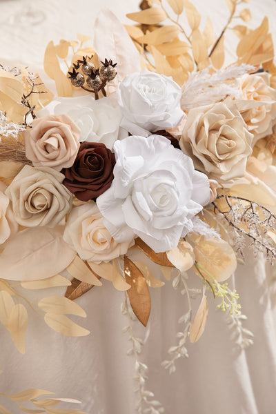 9ft Head Table Flower Garland in White & Beige
